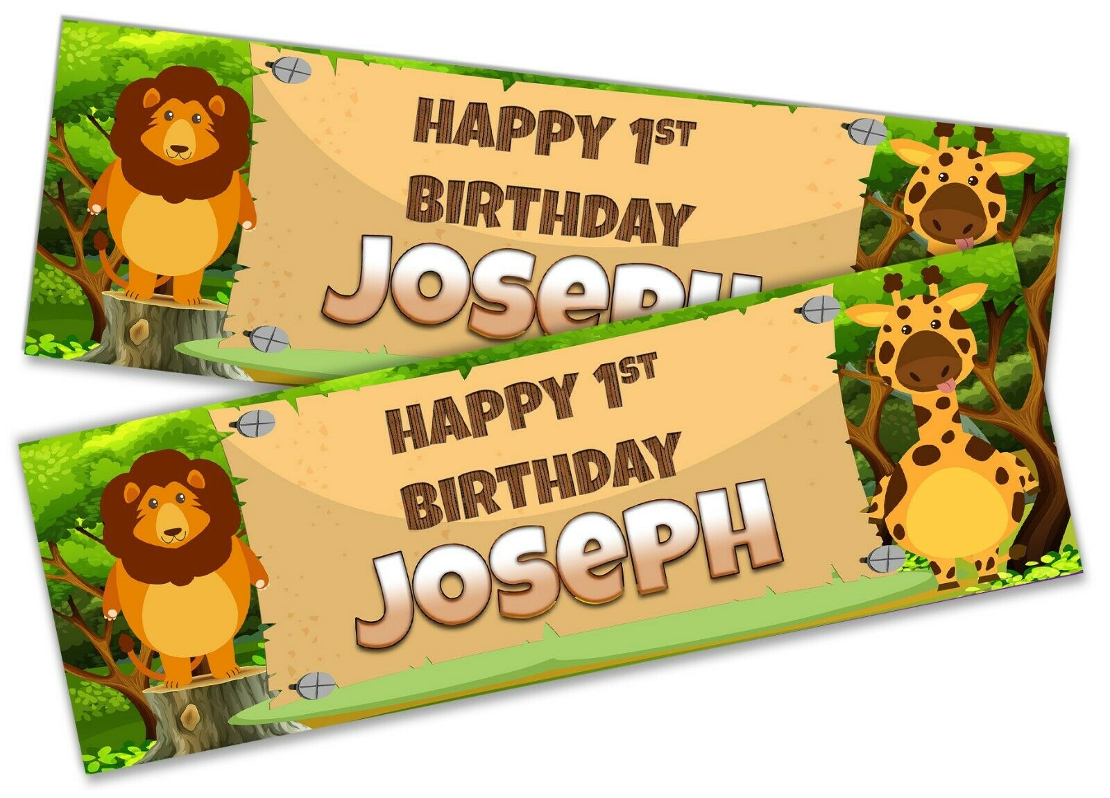 Details about   x2 Personalised Birthday Banner Jungle Children Kids Party Decoration 63