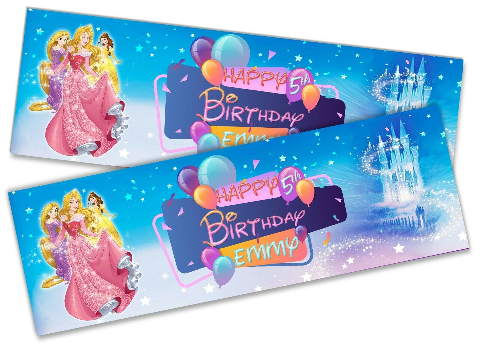 x2 Personalised Birthday Banner Princess Children Party Decoration Poster 6