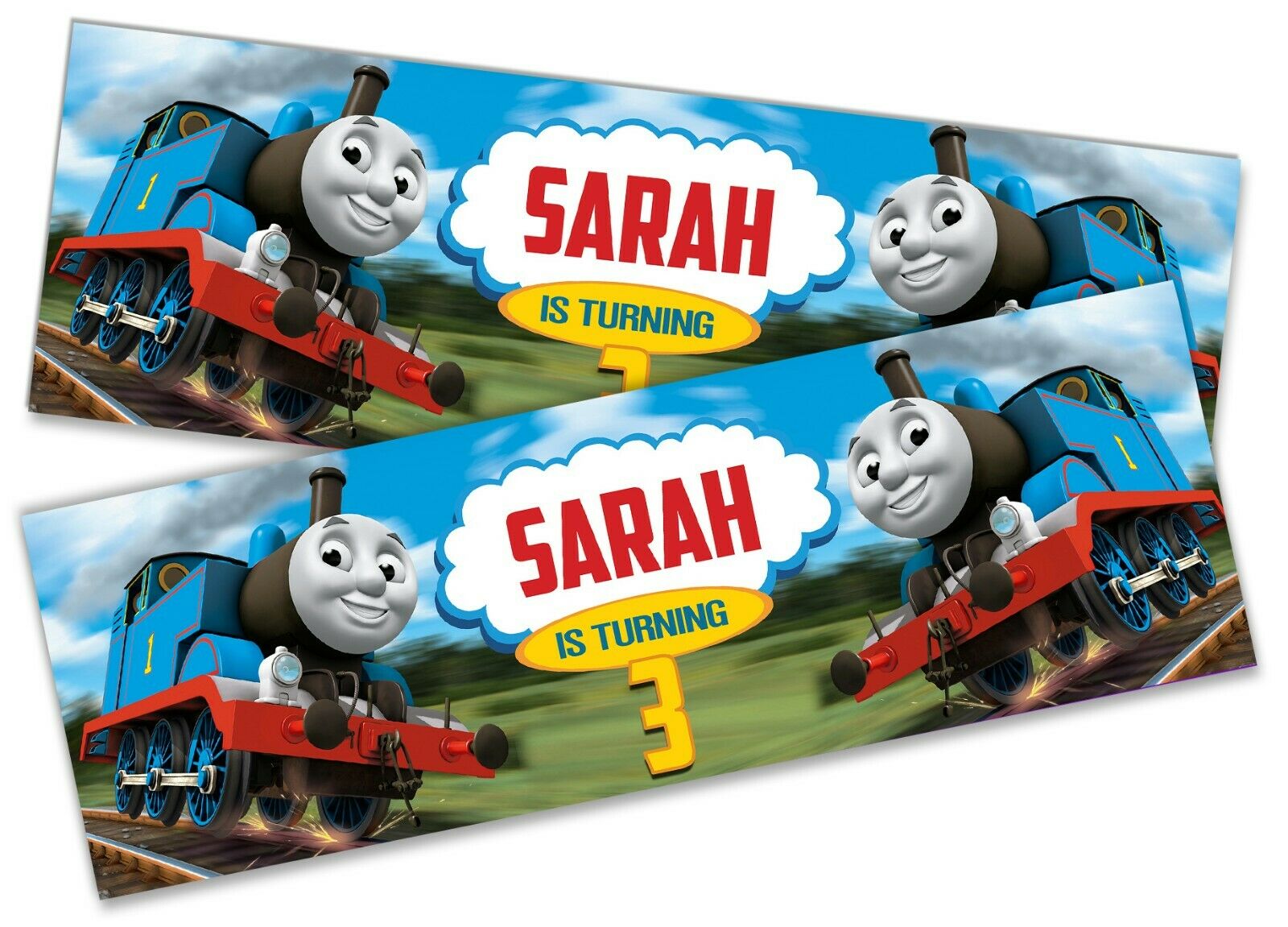x2 Personalised Birthday Banner Thomas Children Kids Party Decoration Poster 10 